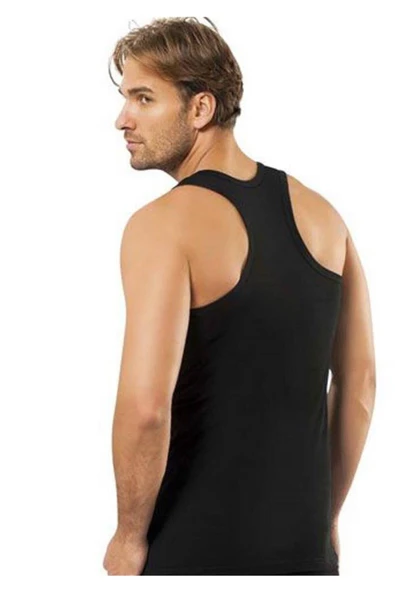 Jiber Erkek Likralı Rambo Atlet 6'lı Paket - 136  Siyah M - Resim 2