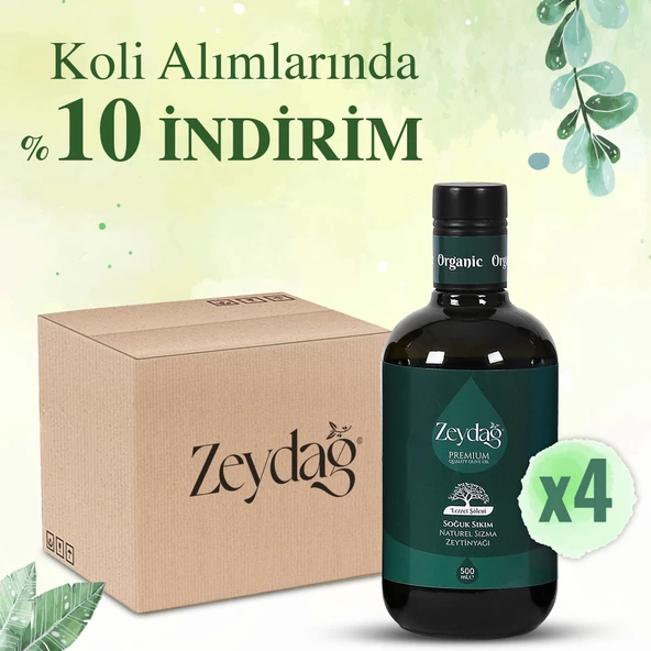 ZEYDAĞ Lezzet Şöleni 500 ml Soğuk Sıkım Naturel Sızma Zeytinyağı 4'lü Koli