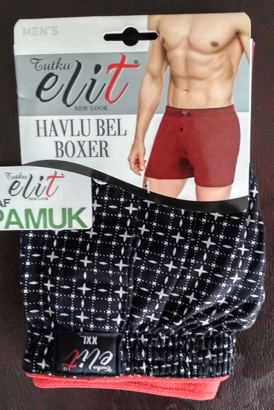 Tutku Elit Erkek Havlu Bel Desenli Boxer 1102 - 12 Adet  L Karışık Renk - Resim 2