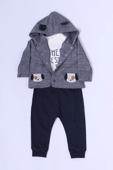ERKEK BEBEK 3'LÜ TAKIM KÖPEK BASKILI D44 - 5
