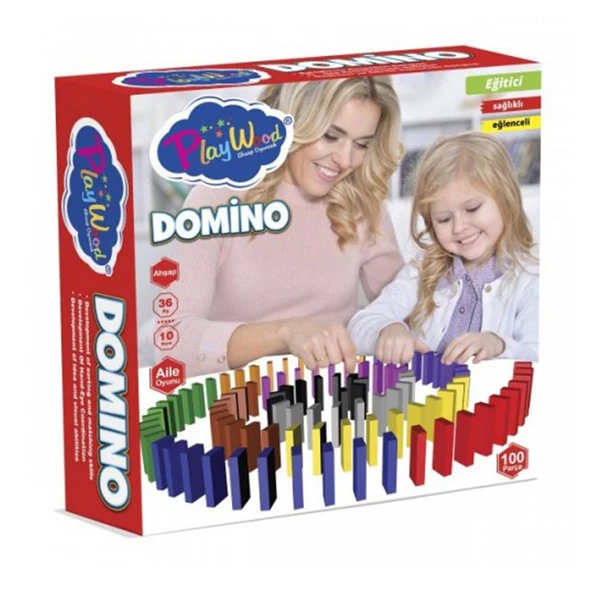 Playwood Renkli Ahşap Domino 100 Parça - 2
