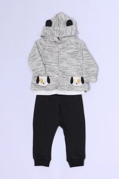 ERKEK BEBEK 3'LÜ TAKIM KÖPEK BASKILI D44 - 2