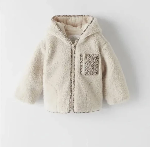 ZARA ÇOCUK/KIZ ÇOCUK BASKILI CEPLİ POLAR CEKET - 5