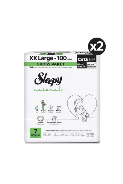 Sleepy Natural 7 Numara XXLarge 200'lü Bebek Bezi