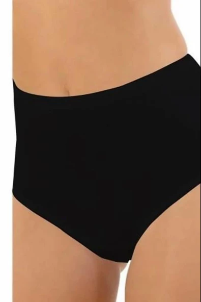 Aydoğan Kadın Biyeli Yüksek Bel Pamuk'lu Bato Külot 0078 - 12 Adet  Siyah 2XL