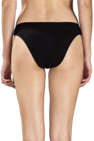 Jiber Kadın Pamuklu Likralı Bikini Külot 655 - 12 Adet  Siyah S - Resim 3