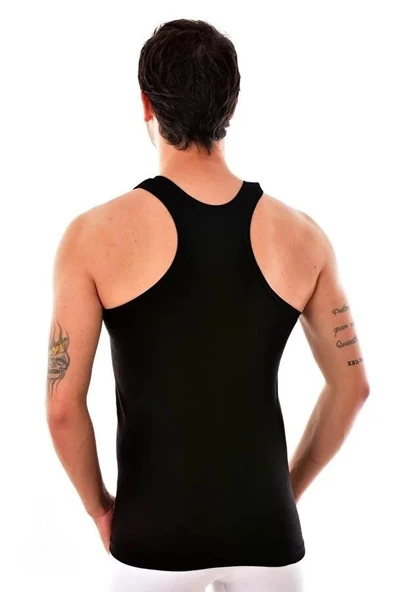 Tutku Erkek Spor Renkli Atlet 0118 - 6 Adet  Siyah M