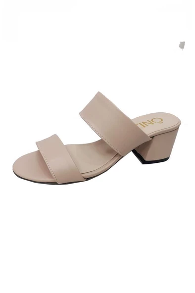 Önder 3385 Deri Kalın Topuklu Trend Kadın Terlik - Resim 4