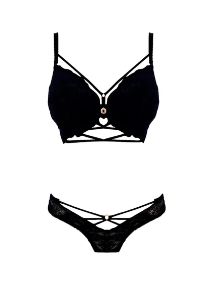 Le Jardin Kadın Silikonlu Biye Şeritli Dantelli Destekli Sütyen Takımı 5025 - 1 Adet  Siyah 75B - Resim 2