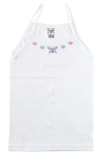 TUTKU 0165 KIZ İP ASKILI İŞLEMELİ ATLET 12 ADET Beyaz 3 (5-6 YAŞ)