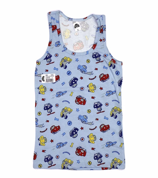 Gümüş Erkek Çocuk Likralı Desenli Atlet 3088 - 6 Adet  Karışık Renk 3 (5-6 YAŞ) - Resim 5