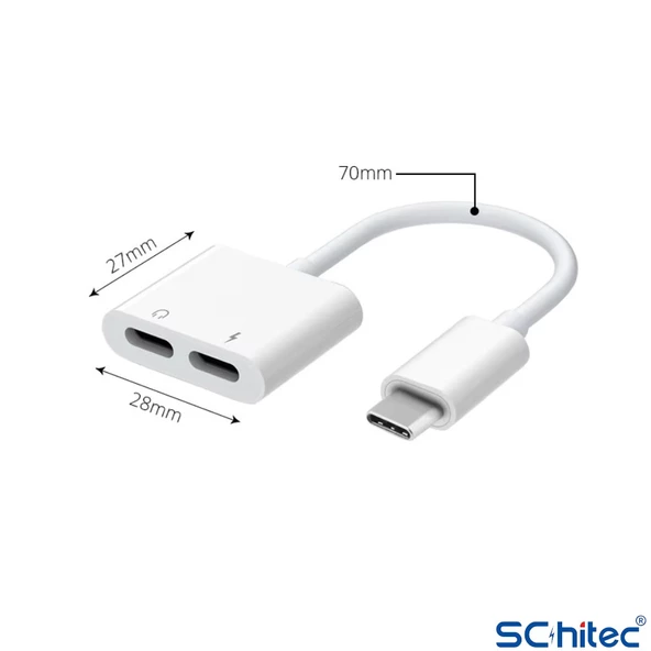 ScHitec 2in1 Type-C Kulaklık ve Şarj Dönüştürücü Hızlı Şarj Adaptör JH032 - 6