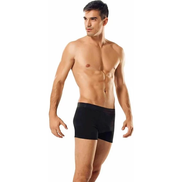3 Adet Namaldı 128 Licralı Erkek Boxer  Siyah L