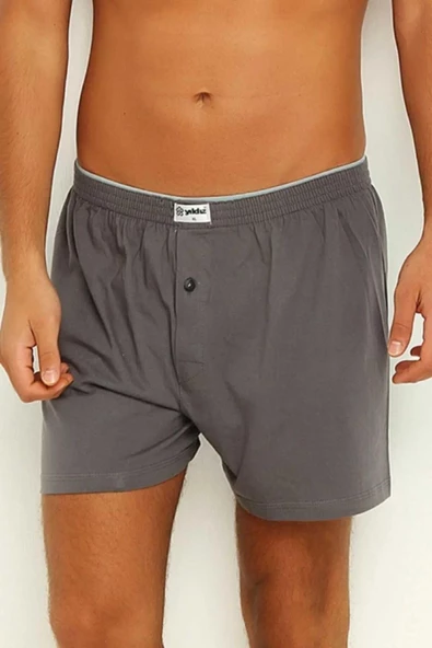 Yıldız Erkek Penye Havlu Bel Düz Boxer 43 -  6 Adet  2XL Füme - 2