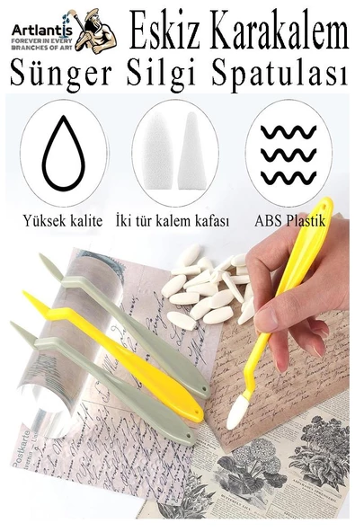 Sünger Silgi Spatulası 1 Paket Eskiz Karakalem Karıştırıcı Sünger Silici Spatula Eskiz Sileceği - Resim 4