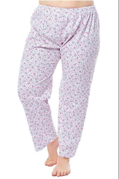 Kapbirtane Kadın Uzun Tek Alt Pijama Çiçek Desenli  Jumbo Boy 3- Adet  4XL Karışık Renk - 2