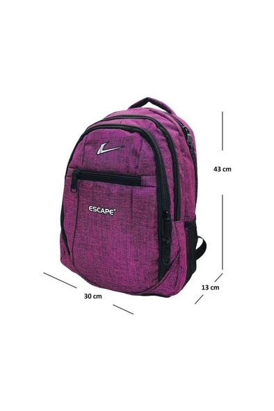 Escape 307-24  Laptop Bölmeli Çizgili Kumaş Sırt Çanta - 8