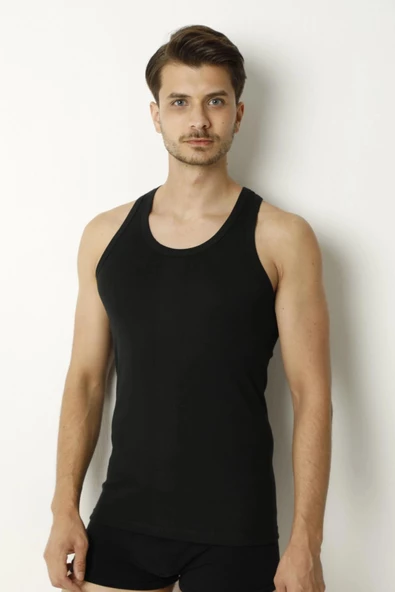 Saran Erkek  %100 Pamuk Rambo Sporcu Atlet 3010 - 6 Adet  Siyah S - Resim 2