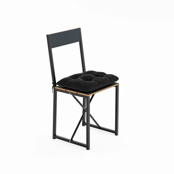 Eportatif Mutfak Masası Minderli 2 Kişilik Balkon Masa Takımı Füme 1494 - Resim 10