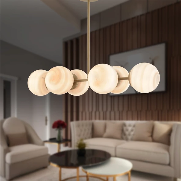 Apliqa ERDA 6LI ESKİTME AVİZE Modern Mutfak Yemek Masası Üstü Yatak odası Salon Avize ürün görseli 1