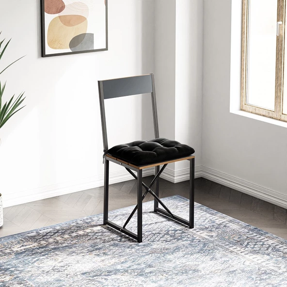 Eportatif Mutfak Masası Minderli 2 Kişilik Balkon Masa Takımı Füme 1494 - Resim 9