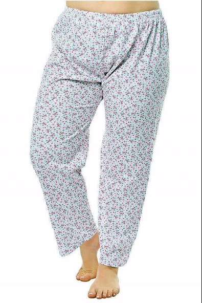Kapbirtane Kadın Uzun Tek Alt Pijama Çiçek Desenli  Jumbo Boy 3- Adet  Karışık Renk 5XL