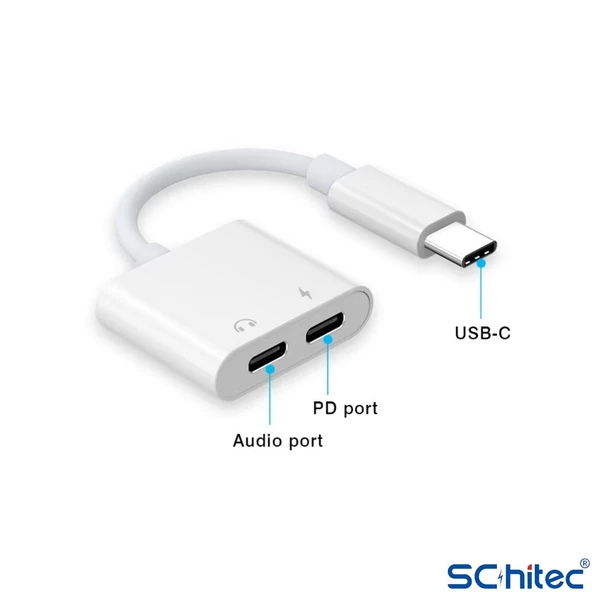 ScHitec 2in1 Type-C Kulaklık ve Şarj Dönüştürücü Hızlı Şarj Adaptör JH032 - 2