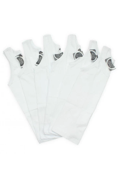 Gümüş Erkek Çocuk Penye Askılı Atlet 3021 - 6 Adet  Beyaz 4 (7-8 YAŞ) - Resim 2