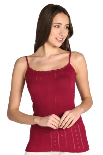 Tutku Kadın Jakarlı Ip Askılı  Atlet 6 Adet - 0200  S - M Vişne - Resim 5