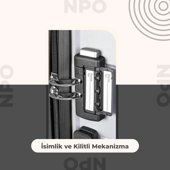 NPO Diamond PP(Polipropilen) Büyük Boy Kırılmaz Valiz - Açık Gri - 4