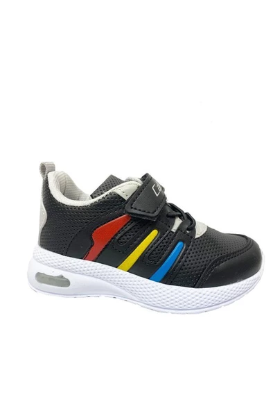 Callion 02-21 Işıklı Deri Cırtlı Bebek Spor Ayakkabı Siyah Buz - 2