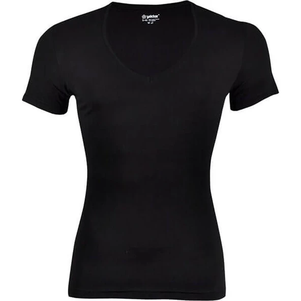 Yıldız 355-356 Erkek Derin V Yaka Kısa Kollu T-Shirt  Siyah L