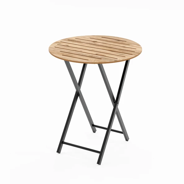 Eportatif Bahçe Masası Katlanır Bistro Masa Yuvarlak Çam 1487