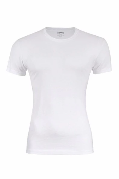 Yıldız Erkek Sıfır Yaka Lycralı T-shirt Fanila 1 Adet -90  Beyaz 2XL - 3