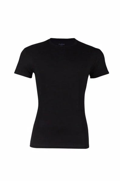 Yıldız Erkek Sıfır Yaka Lycralı T-shirt Fanila 1 Adet -90  Siyah M - Resim 2