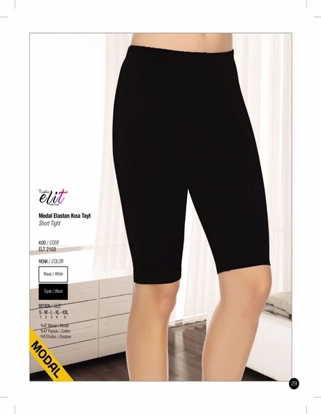 Tutku Elit Kadın Modal Likralı Kısa Tayt 2103 - 3 Adet   Siyah 2XL - 2