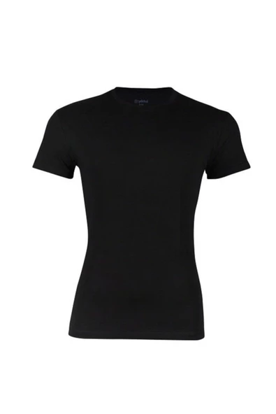 Yıldız Erkek Sıfır Yaka Lycralı T-shirt Fanila 1 Adet -90  XL Siyah - Resim 4