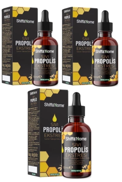 Sıvı Propolis Ekstresi Damlalıklı Cam Şişe 50 Ml 3 Adet Sepetse