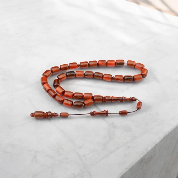 Özel Seri Kapsül Kesim 12x9 mm Sıkma Kehribar Sistem Püsküllü Tesbih ürün görseli 1