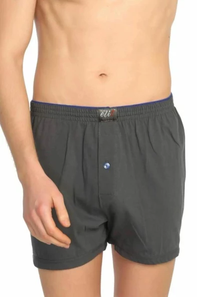 3'Lü Tutku Elit Havlu Bel 1101 Düğmeli Erkek Boxer  Füme S