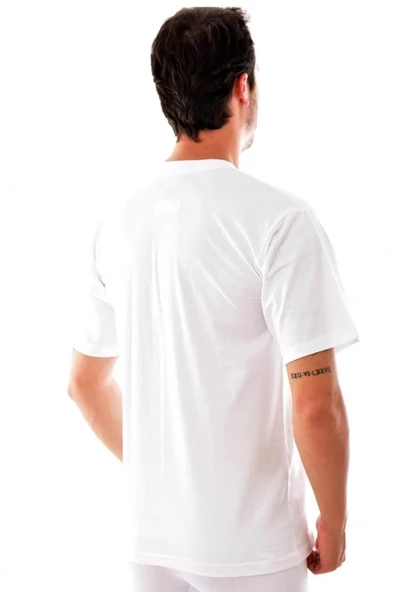 Tutku Erkek Sıfır Yaka Yarım Kol Fanila Atlet 0105 - 12 Adet  Beyaz 2XL - Resim 2