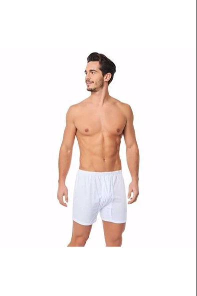 Seher Yıldızı Erkek Paçalı Boxer Don - 6 Adet  Beyaz 2XL
