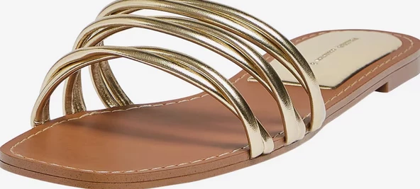 Pull & Bear Kadın Altın Bantlı Düz Sandalet - 2