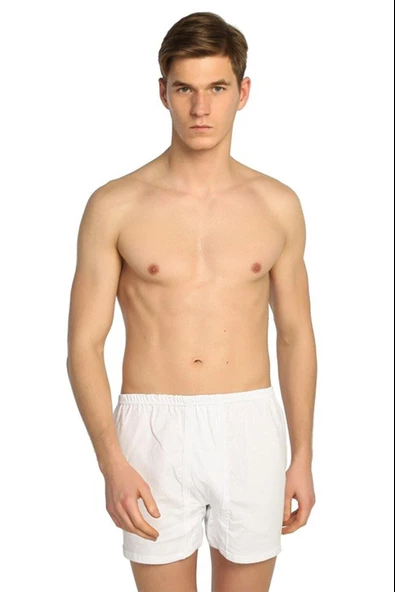 Seher Yıldızı Erkek Paçalı Boxer Don - 6 Adet  Beyaz L - Resim 2