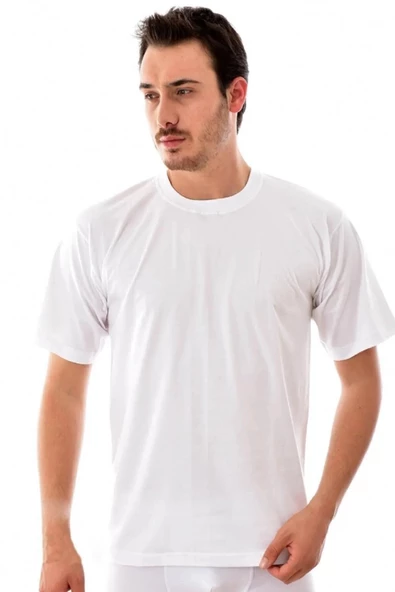 Tutku Erkek Sıfır Yaka Yarım Kol Fanila Atlet 0105 - 12 Adet  Beyaz 2XL