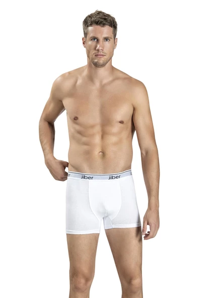 Jiber Erkek Pamuklu Likralı Boxer 156 - 6 Adet   Beyaz XL