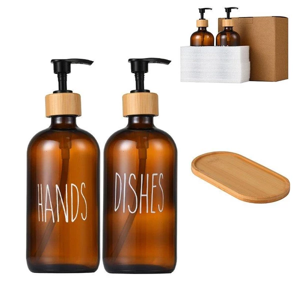 Mien 2 li Amber Bambu Standlı Hands&dishes Sıvı Sabunluk Seti 2069701-O