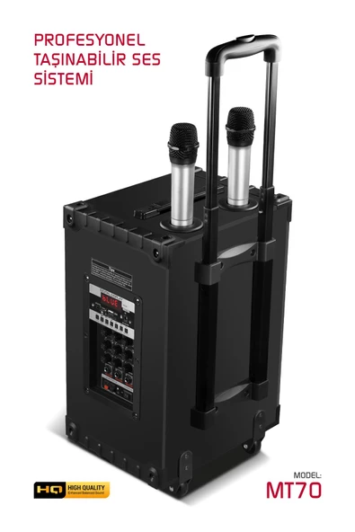 Powerway Şarjlı Çift Mikrofonlu Hoparlör Karaoke Sistemi Taşınabilir Amfi MT70 Bluetooth Hoparlör - 4