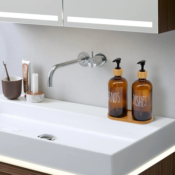 Mien 2 li Amber Bambu Standlı Hands&dishes Sıvı Sabunluk Seti 2069701-O - 3