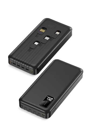 Powerway 20.000 Mah Kablolu Dijital Göstergeli 20.000 Mah Garantili Dahili Stand TX209 Siyah Powerbank - 3